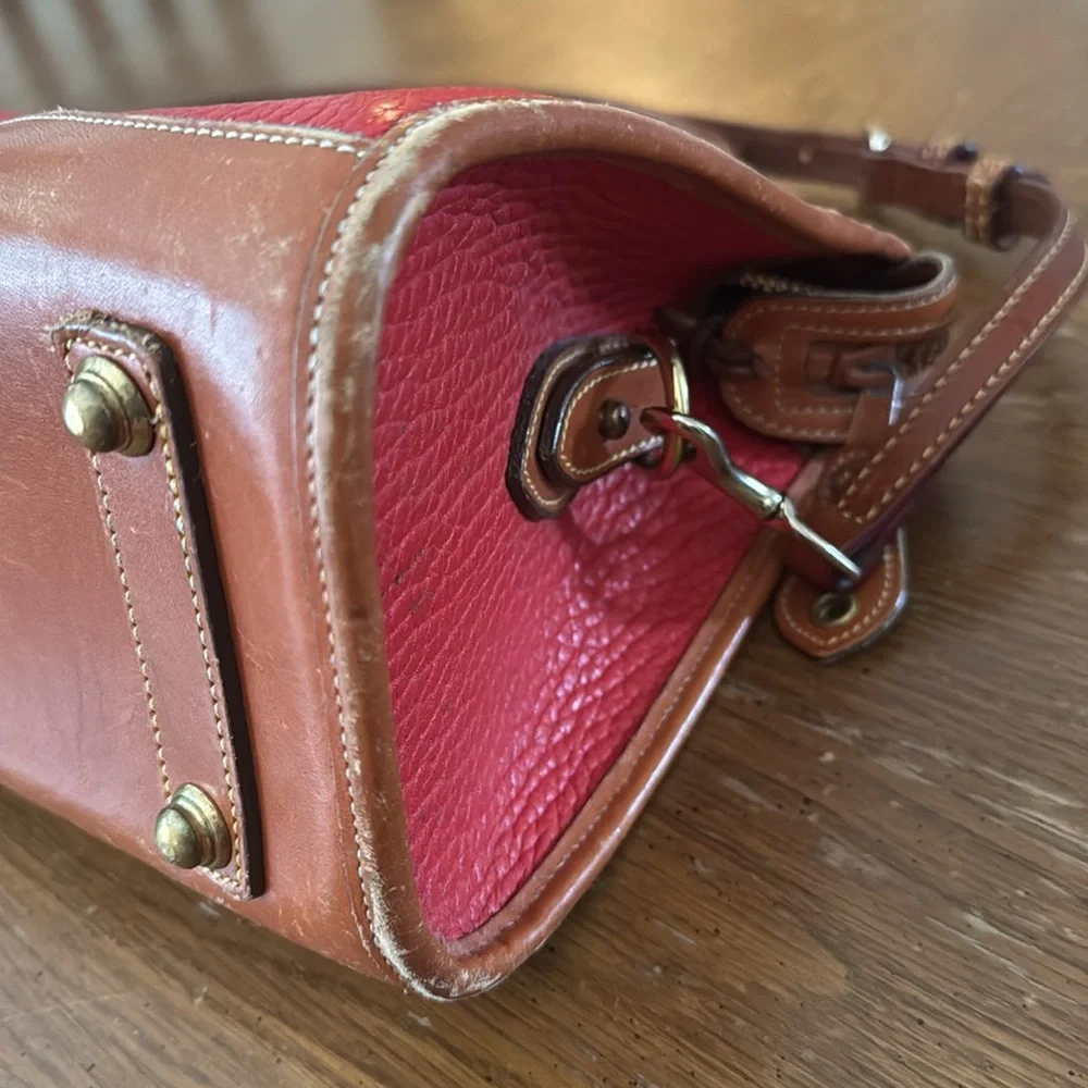 Vintage 90s Dooney & Bourke All Weather Leather Red  Satchel w/ Shoulder Strap - Picture 16 of 16